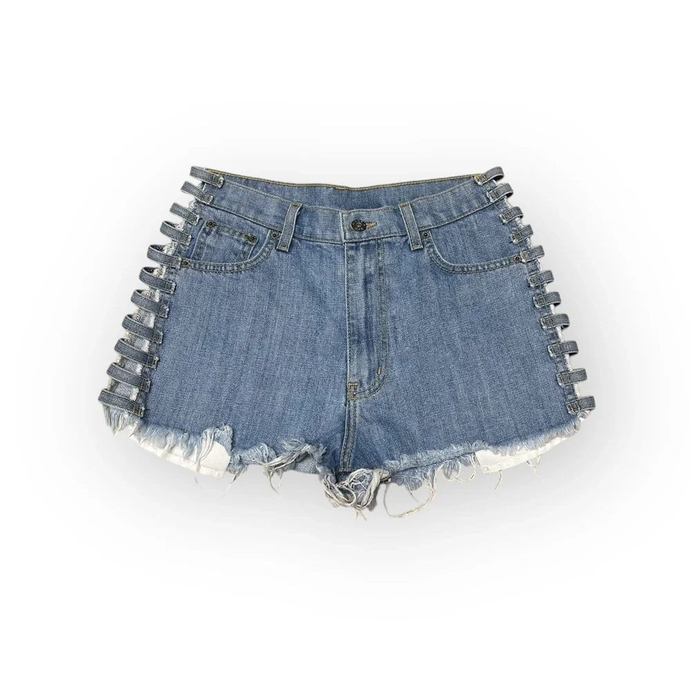 new LF Carmar ☆彡Cullen Open Ladder Side Denim Shorts ☆彡 Washed Denim ☆彡 28 - Picture 4 of 16